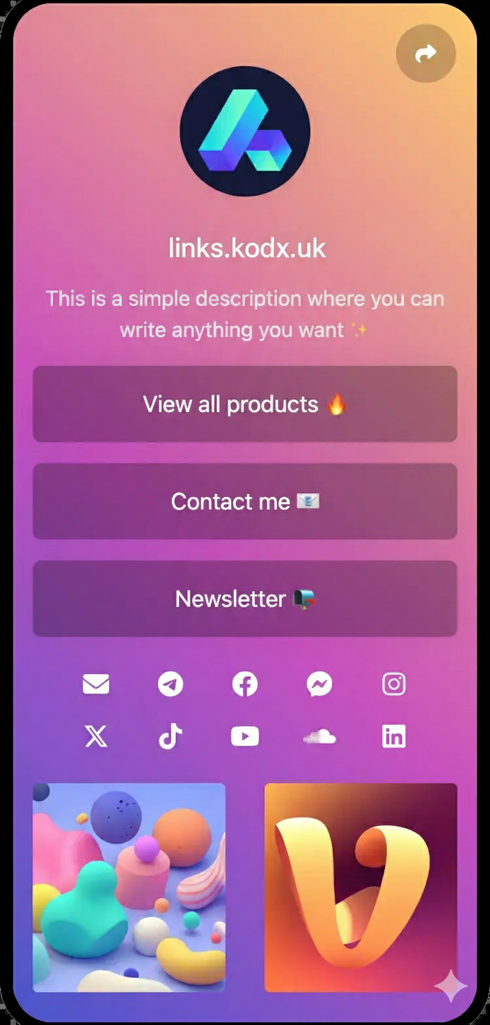 Screenshot of biolink page examples